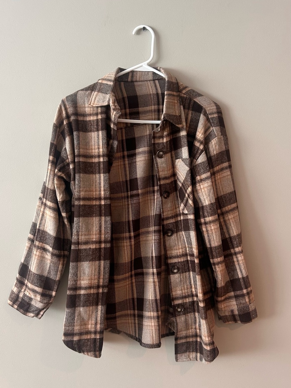 Amazon Plaid Utility Jacket in Brown and Cream